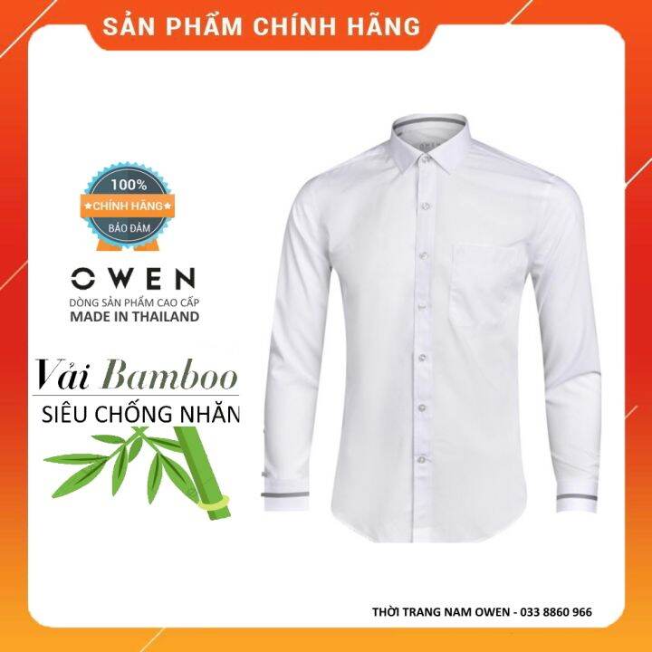 OWEN  Áo sơ mi dài tay Regular Fit màu Trắng có túi AR23965D2  Lazadavn