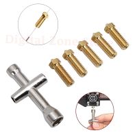 5Pcs V5 V6 Brass Volcano Nozzle M6 Thread with Cross Wrench Sleeve E3D Nozzle Mini Spanner Kit for 1.75mm Filament 3D Printer