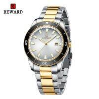 【YF】 REWARD Mens Watch SEIKO PC32 Movement Stylish Stainless Steel Waterproof Anti-Scratch Analog Date Business Wristwatches for Man