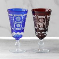 【CW】▥卍✶  Glass Goblets Hand Cut to Edo Kiriko Stemware Wedding 4.8in 3.3oz