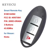 Keyecu Kr5txn1 S180144502แบบไร้กุญแจกุญแจรีโมทอัจฉริยะ3ปุ่ม433.92Mhz ชิป4a สำหรับ Nissan Kicks