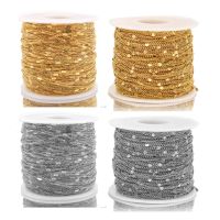 2 Meters Stainless Steel Gold Flatten Satellite Beaded Dainty Chain for Women Necklace Making DIY Chain Supplies