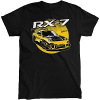 【100% cotton】เสื้อยืดลําลอง ผ้าฝ้าย แขนสั้น คอกลม สีเหลือง สําหรับ Mazda Rx7 Fd