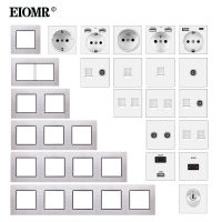 EIOMR Wall Socket Module Stainless Steel Panel Power Socket Touch Switch RJ45 HDMI Free Combination Suitable for 86 Square Box Electrical Circuitry  P