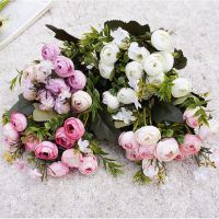 European Vintage 13 heads Artificial Silk Rose Flowers Bouquet For Wedding Home Party Decor Bunga hiasan