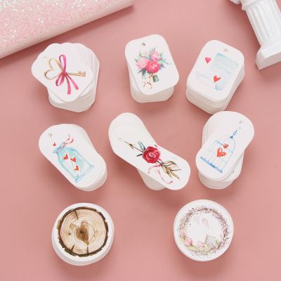 50pcs New Flower Paper Tags Party Decor White Gift Paper Hang Tags Gift Box Round Paper Cards DIY Label Handmade Garment Tags