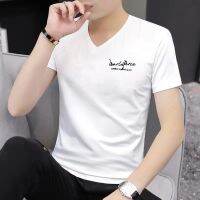 [COD] mens short-sleeved t-shirt Korean version printed letters round neck trendy brand large size wholesale