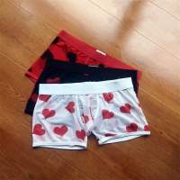 Shorts Panties Male Printed quot; Hearts quot; Sweet Underpants Erotic Men for Through See Boxers Mesh Transparent Sexy