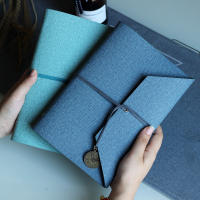 A5 creative three-fold strap loose-leaf detachable hand ledger simple diary cotton and linen PU leather art notebook