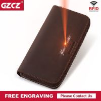 ZZOOI Genuine Leather Card Wallet RFID Blocking Credit Card Holder Organizer Cardholder Purse Large Capacity Clutch Phone Bag Cartera