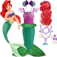 Disney Little Mermaid Ariel ชุดเจ้าหญิงสำหรับสาวแขนสั้น Tulle คอสเพลย์เครื่องแต่งกายเด็กวันเกิด Carnival PARTY เสื้อผ้า