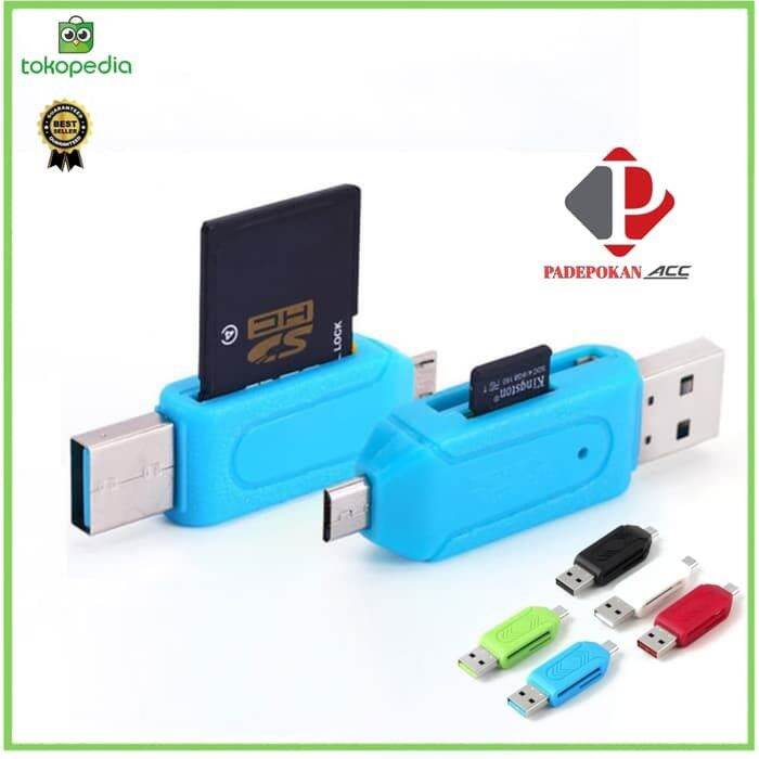 OTG Smart Card Reader 2.0 Hub Micro USB Flashdisk TF + Micro SD 2in1 putih dan hitam Lazada