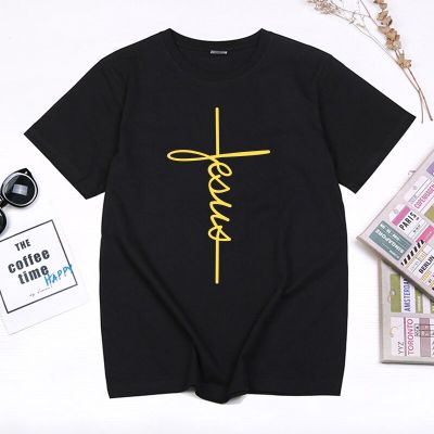 Jesus Christian Cross Print Tshirt Cotton Tee Shirts Couple