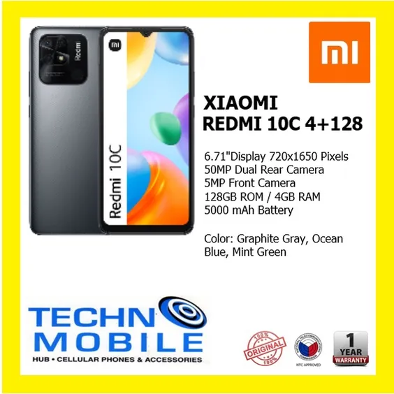 【spot In Manila】xiaomi Redmi 10c 4+64, 4+128, 1 Year Warranty 