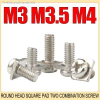 ✈✢ M3 M3.5 M4 Cross Round Head Square Combination Screws And Nuts One Set Of Nickel Plated Pan Head With Square Washers Flat Bolts