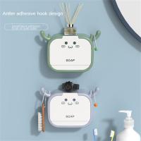 Soap Holder Punch-free Flip Toilet Laundry Soap Box Bathroom Cartoon Antlers Hook Wall Hanging Room Drain Soap Storage Box Soap Dishes