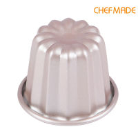 CHEFMADE แม่พิมพ์ Cannele แบบไม่ติด,คัพเค้กมัฟฟินเหล็กคาร์บอนกระดิ่งสีทองสำหรับอบเค้ก WK9772/WK9772-4