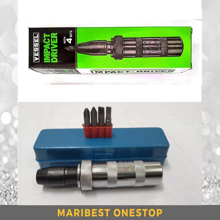 2500 VESSEL Impact Driver with 4 Bits for Jam Screws or Screw Loosening