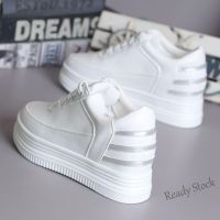 【Ready Stock】 ஐ▤ C39 Small white shoes内增高小白鞋女2021秋款百搭显瘦秋季新款坡跟厚底休闲运动旅游鞋