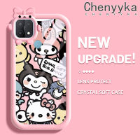 เคส Chenyyyka สำหรับ OPPO A15 A35 A15s 4G เคสการ์ตูนน่ารัก Kuromi กันกระแทกหลากสีเคสโทรศัพท์โปร่งใสนิ่มปลอกซิลิโคนที่สร้างสรรค์น่ารักมอนสเตอร์น้อยเลนส์กล้องถ่ายรูปเคสป้องกัน