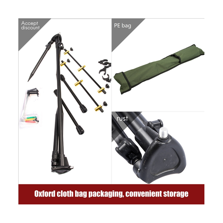 adjustable-retractable-carp-fishing-rod-pod-stand-holder-fishing-pole-pod-stand-new-with-3-bite-alarms-swingers-indicators