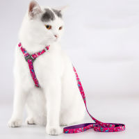 Dog Cat Harness Leash 2 Sets Little-monsters Printed Fashion Puppy Harness Dog Cat Walking Leash Chain for Cats Small Pets