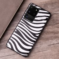 ๑✼ Leather Phone Case For Samsung Galaxy Note 10 20 Ultra S21 Ultra S10 S10e 5G S8 S9 Plus Case Cowhide Zebra Texture Cover