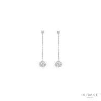 Charming Earrings ต่างหูเงินแท้ ชุบทองคำขาว ประดับเพชรสวิตน้ำ100 แบรนด์ Dusadee Jewelry