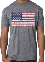 SoRock Mens USA Distressed American Flag Tri Blend Tshirt Heather Grey