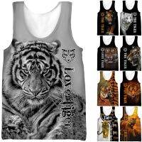 Cool Animal Tiger 3D Print Mens Tank Top Harajuku Fashion Sleeveless T-Shirt Summer Fashion Streetwear Unisex Fitness Slim Vest