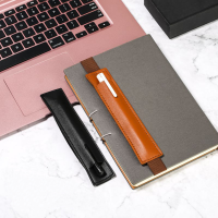 Trendy Leather Pen Case Buckle Pen Holder Lightweight Pen Clip Notebook Elastic Band Pencil Case Portable Pencil Holder