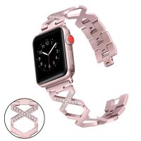 ✖▧ Kobiety diamentowa opaska na jabłko zegarek 38-44mm seria SE 6 5 stal nierdzewna metalowa biżuteria bransoletka pasek na iWatch 3 2 Fran-16bd