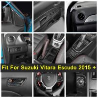 Head Light Adjust Switch Button Panel AC Cover Door Bowl Trim For Suzuki Vitara Escudo 2015 - 2022 Carbon Fiber Look Interior