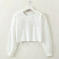 KuCW ku เซ็กซี่สตรีลำลองแขนยาวสั้น Cropped navel sweatshirt จัมเปอร์ Crop TOP pullover Tops Fast Girl Clothes