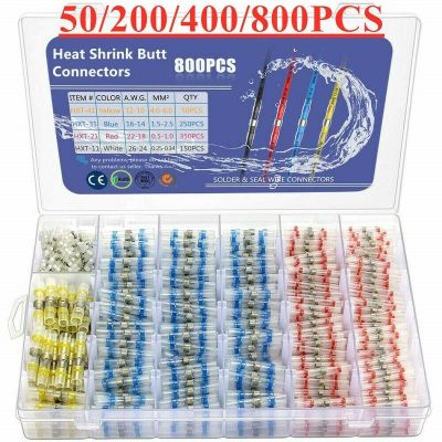 800pcs Solder Seal Wire Connectors Waterproof Electrical Wire Terminals Butt Splice Heat Shrink Insulated Cable Crimp Automobile