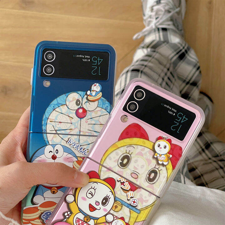 เคสฝาพับสำหรับ-samsung-galaxy-z-4-z-flip-3ลายการ์ตูนน่ารักยอดนิยมอะนิเมะตัวละครโดราเอมอนสำหรับ-samsung-z-พลิก3ฝาครอบป้องกันโทรศัพท์ดีไซน์