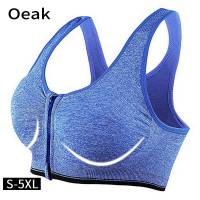 Oeak บรา S-5XL ขนาดพิเศษสำหรับผู้หญิง,บราไร้รอยต่อบราดันไร้สายบราเปิดด้านหน้ามีซิปสำหรับวิ่งโยคะยิมออกกำลังกาย