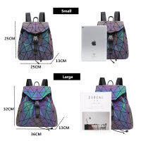 Womens fashion backpack Brand luminous female backpack Student fold drawstring school bag Holographic geometric rucksack