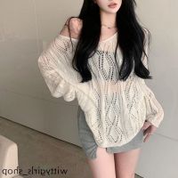 COD DSDFHFHGG Wittygirls-shop เสื้อโครเชต์กันแดด แบบบาง แฟชั่นฤดูร้อน สําหรับผู้หญิง