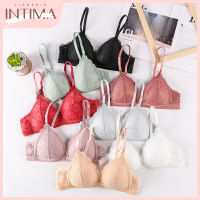 INTIMA ชุดชั้นในลูกไม้เซ็กซี่บางสำหรับผู้หญิงบราบรายกกระชับหน้าอกไร้ตะเข็บบราทรงสามเหลี่ยมแบบฝรั่งเศส