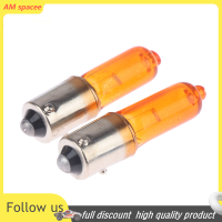 ? AM 2pcs Amber หลอดไฟสากล12V 21W รถยนต์รถจักรยานยนต์รถจักรยานยนต์รถจักรยานยนต์สกู๊ตเตอร์