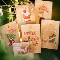 24Sets Holiday Countdown Christmas Advent Calendar Cartoon Xmas Kraft Paper Party Favor Treat Bag Candy Gift Wrapping Supplies