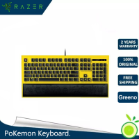 คีย์บอร์ดแบบมีสายแบบกลไกแสงแป้นพิมพ์เรืองแสงของ Razer Pokemon Pikachu ดั้งเดิมออกแบบได้ตามต้องการ