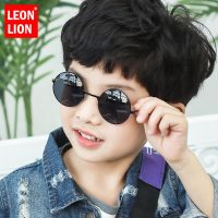 LeonLion 2023 Kacamata Hitam Bulat Kacamata Hitam Merek Mewah Anak-anak Kacamata Lucu untuk Anak Laki-laki/Perempuan Cermin Oculos De Sol Feminino