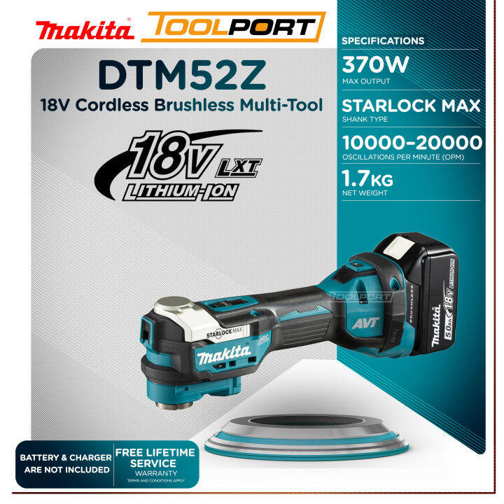 Makita DTM52Z Cordless Brushless MultiTool Starlock Max 18V LXT LiIon