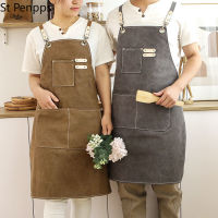 New Fashion Canvas Kitchen Aprons For Woman Men Chef Work Apron For Grill Restaurant Bar Shop Cafes Beauty Nails Studios Uniform