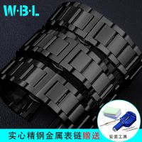 Black watch with steel belt mens metal bracelet Suitable for Mido Armani Speedo Seiko steel strap 22mm