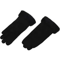 Winter Female Double Thick Plush Wrist Warm Cashmere Cute Cycling Mittens Women Suede Leather Touch-Screen Driving Glove