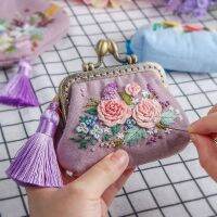 【CC】ﺴ✘  Embroidery Flowers Purse Wallet Handbag for Needlework Sewing Friend Gifts