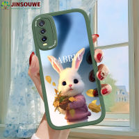 เคสมือถือ Jinsouwe เคส Vivoy20สำหรับ Vivo Y20,เคสปกหนังกระจกป้องกันเต็มรูปแบบลายกระต่ายการ์ตูนสำหรับเด็กผู้หญิง